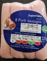 Mängden socker i 8 pork sausages