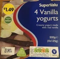 Mängden socker i 4 vanilla yohurts