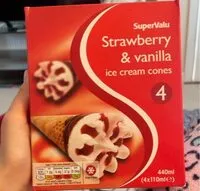 Mängden socker i Strawberry and vanilla ice cream cones