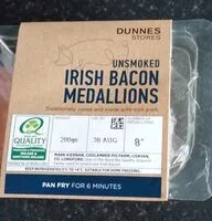 Mängden socker i Unsmoked Irish bacon medallions