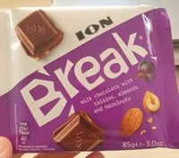 Mängden socker i Ion Break milk chocolate with raisins, almonds and hazelnuts