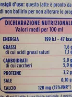 Mängden socker i latte fresco pastorizzato parzialmente scremato