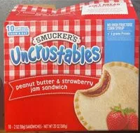 Mängden socker i Uncrustables Peanut butter & Strawberry jam sandwhich