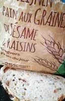 Mängden socker i Pain aux graines de sésame et raisins