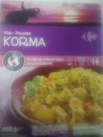 Mängden socker i Poulet korma et riz à l'indienne