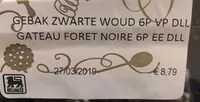 Mängden socker i Gateau foret Noire Delhaize