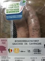 Mängden socker i Saucisse de campagne