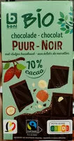 Mängden socker i Chocolat noir bio aux éclats de noisettes