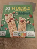 Mängden socker i Muesli repen met hazelnoot