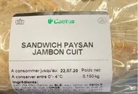 Mängden socker i Sandwich paysan jambon cuit