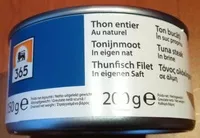 Mängden socker i Thon entier au naturel