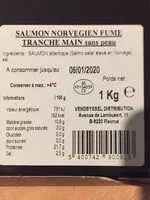 Mängden socker i Saumon norvegien fumé tranché à la main sans peau