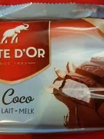 Mängden socker i Côte D'or Bâtons Crème Coco 3-pack X24