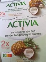 Mängden socker i Activia sans sucres ajoutes aux 2 fruits