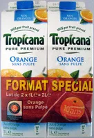 Mängden socker i Orange sans pulpe (lot de 2 x 1 L) Tropicana