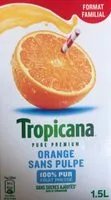 Mängden socker i Tropicana Pure premium oranges pressées sans pulpe format familial 1,5 L