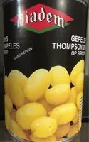 Mängden socker i Raisins Thompson pelés au sirop