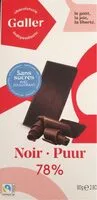 Mängden socker i Galler Noir 78% No Sugar