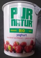 Mängden socker i Bio yoghurt boordevol aardbeien