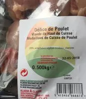 Mängden socker i Délices de Poulet Viande de HMédaillons de Cuisse de Poulet