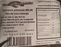 Mängden socker i Guimauve artisanale belge