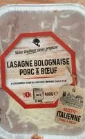Mängden socker i Lasagne bolognaise porc&boeuf