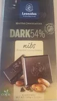 Mängden socker i Chocolat noir 54% avec éclats de fèves