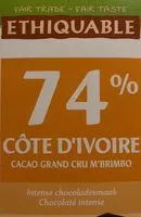 Mängden socker i Chocolat noir 74% Grand cru M'brimbo