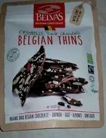 Mängden socker i Belgian thins organic dark chocolate