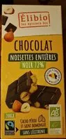 Mängden socker i Chocolat noisettes entières noir 72 %