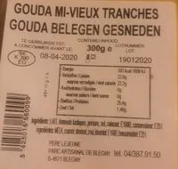 Mängden socker i Gouda mi-vieux tranches