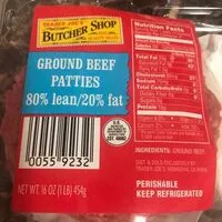 Mängden socker i Ground beef patties 80% lean 20%