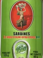 Mängden socker i Sardines à l'huile d'olive extra vierge bio