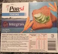Mängden socker i Toasts integrais