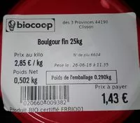 Mängden socker i Boulgour Fin