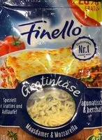 Mängden socker i Finello - Gratinkäse Maasdamer & Mozzarella