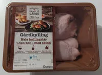 Mängden socker i Gårdkylling - Hele kyllingelår uden ben - med skind