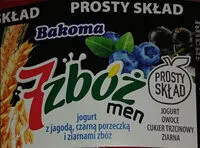 Mängden socker i Jogurt z jagodą, czarną porzeczką i ziarnami zbóż