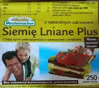 Mängden socker i chleb żytni pełnoziarnisty z siemieniem i otrębami