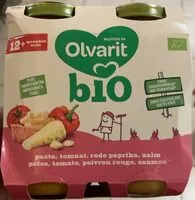 Mängden socker i Nutricia Olivarit bio pâtes, tomate, poivron rouge, saumon