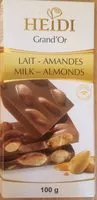 Mängden socker i Chocolat lait- amandes