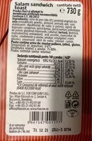 Mängden socker i Salam sandwich toast 730g