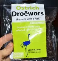 Mängden socker i Ostrich Dröewors