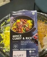 Mängden socker i Mince curry and rice