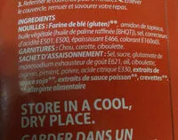 Mängden socker i Nouilles instantanées saveur fruits de mer-citronnelle