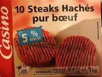 Mängden socker i 10 Steaks Hachés Pur Bœuf 5% M.G.
