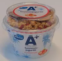 Mängden socker i A+ luonnonjogurtti ja marjamysli