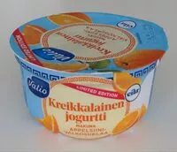 Mängden socker i Kreikkalainen jogurtti appelsiini-valkosuklaa