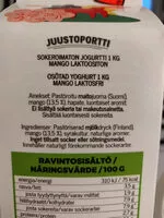 Mängden socker i Hyvin sokeroimaton mangojogurtti