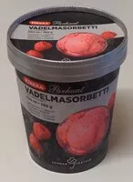 Mängden socker i Vadelmasorbetti